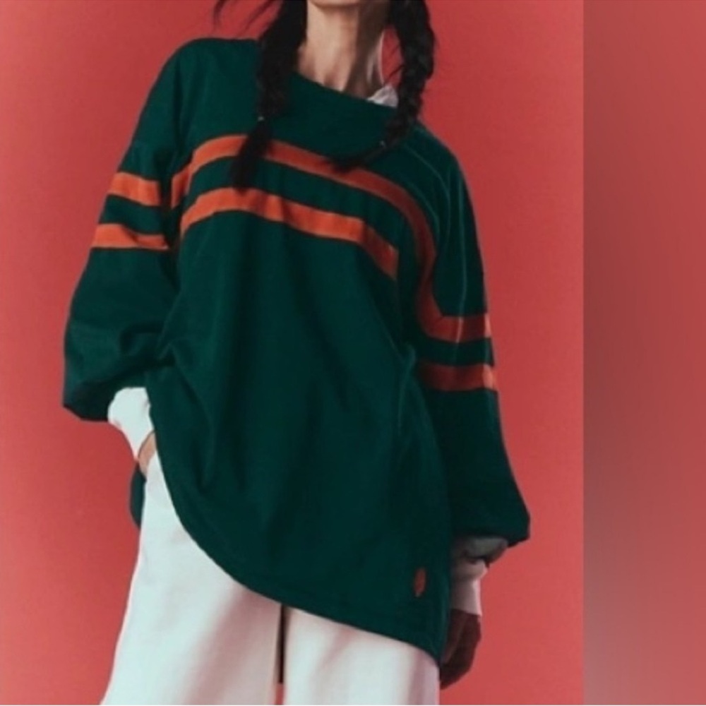 Free People Post Up Layer Pacific Green Oversized Sweatshirt Tunic Size Medium - Picture 13 of 14